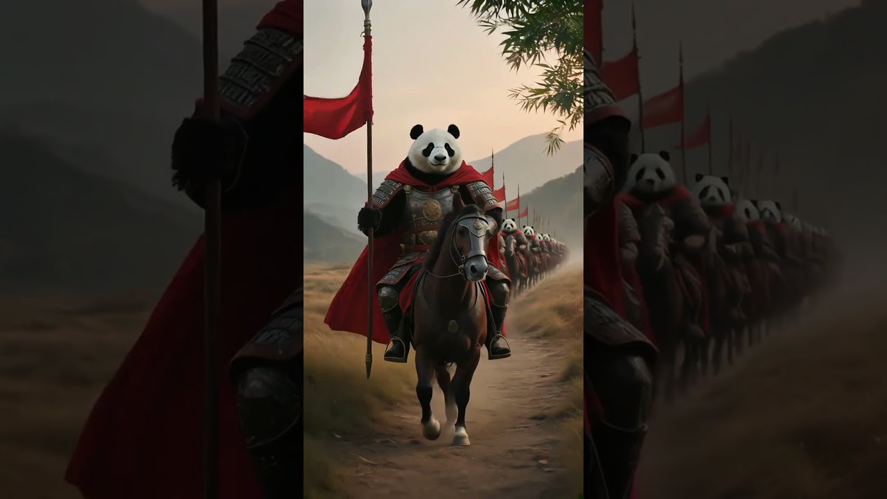 Anthropomorphic Giant Pandas in Ancient Chinese Warrior Armor